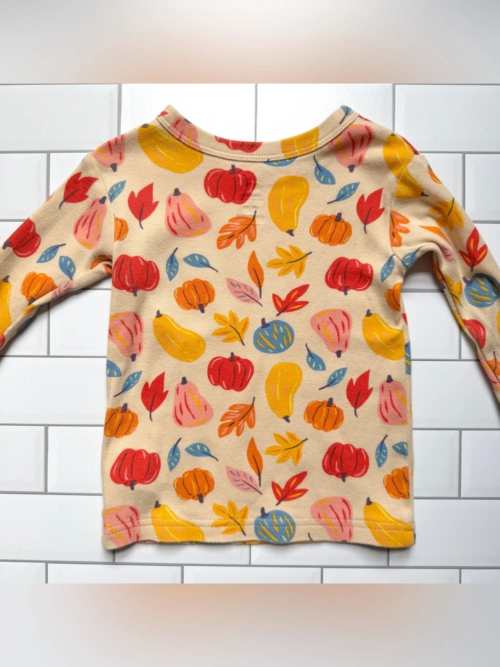 18-24M🍂 GAP Organic Cotton Long Sleeve Pajamas Set Fall Harvest Leaves & Pumpkin
